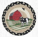 Earth Rugs MSPR-430 Red Barn Printed Round Trivet