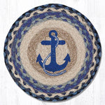 Earth Rugs MSPR-443 Navy Anchor Printed Round Trivet