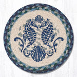 Earth Rugs MSPR-453 Shell Coast Seahorse Printed Round Trivet