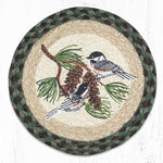 Earth Rugs MSPR-577 Chickadee Pinecone Printed Round Trivet
