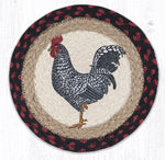 Earth Rugs MSPR-602 Black & White Rooster Printed Round Trivet