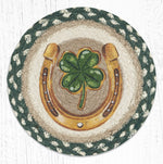 Earth Rugs MSPR-605 Clover Horseshoe Printed Round Trivet