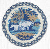 Earth Rugs MSPR-608 Blue & White Cows Printed Round Trivet