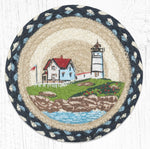 Earth Rugs MSPR-619 Nubble Lighthouse Printed Round Trivet