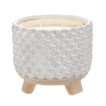 Sagebrook Home 6.5`` Woven Candle By Liv & Skye, Sea Salt