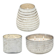 Sagebrook Home 40Oz Candle On Silver Striped Glass By Liv & Skye