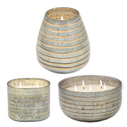 Sagebrook Home 64Oz Candle On Gray Striped Glass By Liv & Skye