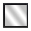 Benzara Square Shape Wooden Frame Mirror with Mounting Hardware, Black and Silver