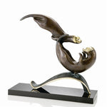 SPI Home 80185 Brass & Marble Balancing Act Otters Sculpture