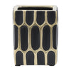Sagebrook Home 16981-06 Ceramic, 4" Pen Holder, Black/Gold
