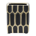 Sagebrook Home 16981-06 Ceramic, 4" Pen Holder, Black/Gold