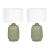 Sagebrook Home 51209-02 Set of 2 Ceramic 19" Table Lamp, Dk Sage