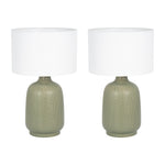 Sagebrook Home 51209-02 Set of 2 Ceramic 19" Table Lamp, Dk Sage