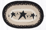Earth Rugs MSP-313 Primitive Stars Black Printed Oval Swatch 10``x15``