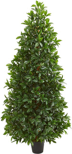 Nearly Natural 5546 5' Artificial Bay Leaf Cone Topiary Tree, UV Resistant (Indoor/Outdoor)