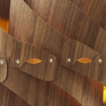 Benzara 60 Watt Swirl Design Wooden Ceiling Pendant, Walnut Brown