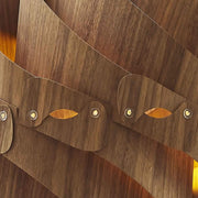 Benzara 60 Watt Swirl Design Wooden Ceiling Pendant, Walnut Brown