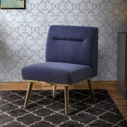 Benzara Fabric Upholstered 1 Seater Sofa with Splayed Legs, Blue and Brown