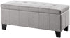 Benzara Fabric Button Tufted Lift Top Storage Bench with Nailhead Trim, Gray