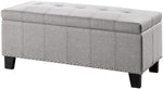 Benzara Fabric Button Tufted Lift Top Storage Bench with Nailhead Trim, Gray