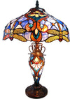 Chloe Lighting CH1B717BD17-DT3 Julia Tiffany-Style 3 Light Dragonfly Double Lit Table Lamp 17" Shade