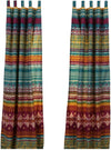 Benzara Oka Tribal Pattern Microfiber Curtain Panel with Tie Backs, Set of 4,Multicolor