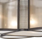 Benzara 5 Bulb Metal and Glass Chandelier with Geometric Design, Bronze and Clear