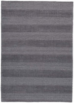 Benzara Rectangular Polypropylene Rug with Stripe pattern, Large, Dark Gray