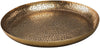 Benzara Round Hammered Metal Tray with Splotched Details, Set of 2, Antique Brass