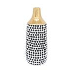 Sagebrook Home 16808-01 Ceramic, 16" Polka Dots Vase, Gold/White