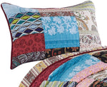 Benzara Stikine  26 x 20 Cotton Standard Pillow Sham with Patchwork Details, Multicolor