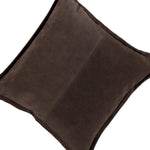Benzara Square Leatherette Throw Pillow with Flanged Edges, Cocoa Brown