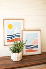 Kalalou CHH1361 Set of Two Seaside Prints Under Glass