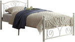Benzara Metal Twin Size  Platform Bed with Scrollwork Details, White