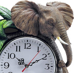 Benzara Polyresin Frame Wall Clock with Elephant Accent, Brown and Green