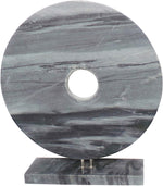 Benzara 6 Inches Marble Disk with Rectangular Base, Gray