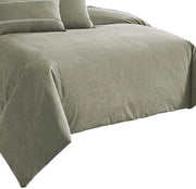 Benzara 6 Piece Queen Cotton Comforter Cover Set with Cross Woven Texture, Green