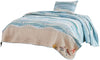 Benzara Maritsa Two Piece Twin Size Fabric Quilt Set with Coastal Prints, Blue