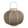 Benzara Farmhouse Wood and Metal Lantern with Mesh Details, White and Beige