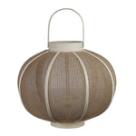 Benzara Farmhouse Wood and Metal Lantern with Mesh Details, White and Beige