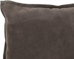 Benzara Rectangular Leatherette Throw Pillow with Flanged Edges, Gray
