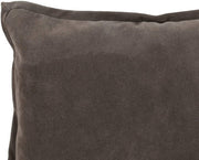 Benzara Rectangular Leatherette Throw Pillow with Flanged Edges, Gray