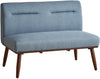 Benzara Fabric 2 Seater Loveseat Sofa with Splayed Legs, Blue and Brown