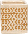 Sagebrook Home 15429-04 4" Ceramic Square X-Design Pen Holder, Cream