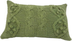Benzara 20 X 14 Inch Cotton Cable Knit Pillow with Twisted Details, Set of 2, Green
