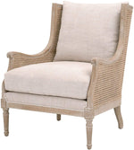 Benzara Wooden Accent Club Chair with Rattan Cane Back, Brown and Beige