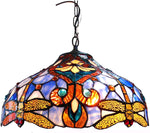 Chloe Lighting CH1B717BD17-DH2 Julia Tiffany-Style 2 Light Dragonfly Ceiling Pendant Fixture 17`` Shade