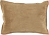 Benzara Rectangular Leatherette Throw Pillow with Flanged Edges, Brown