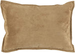 Benzara Rectangular Leatherette Throw Pillow with Flanged Edges, Brown
