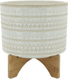 Sagebrook Home 15350-03 11" Tribal Planter with Wood Stand, Beige